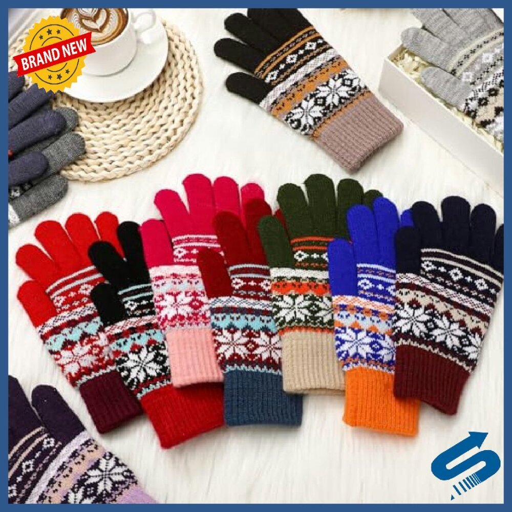 Warm Knit Winter Gloves Unisex Cold Weather Everyday Thick Lined - Picture 4 of 8